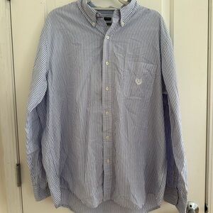 Chaps Blue and White Stripe Button-Down Shirt
